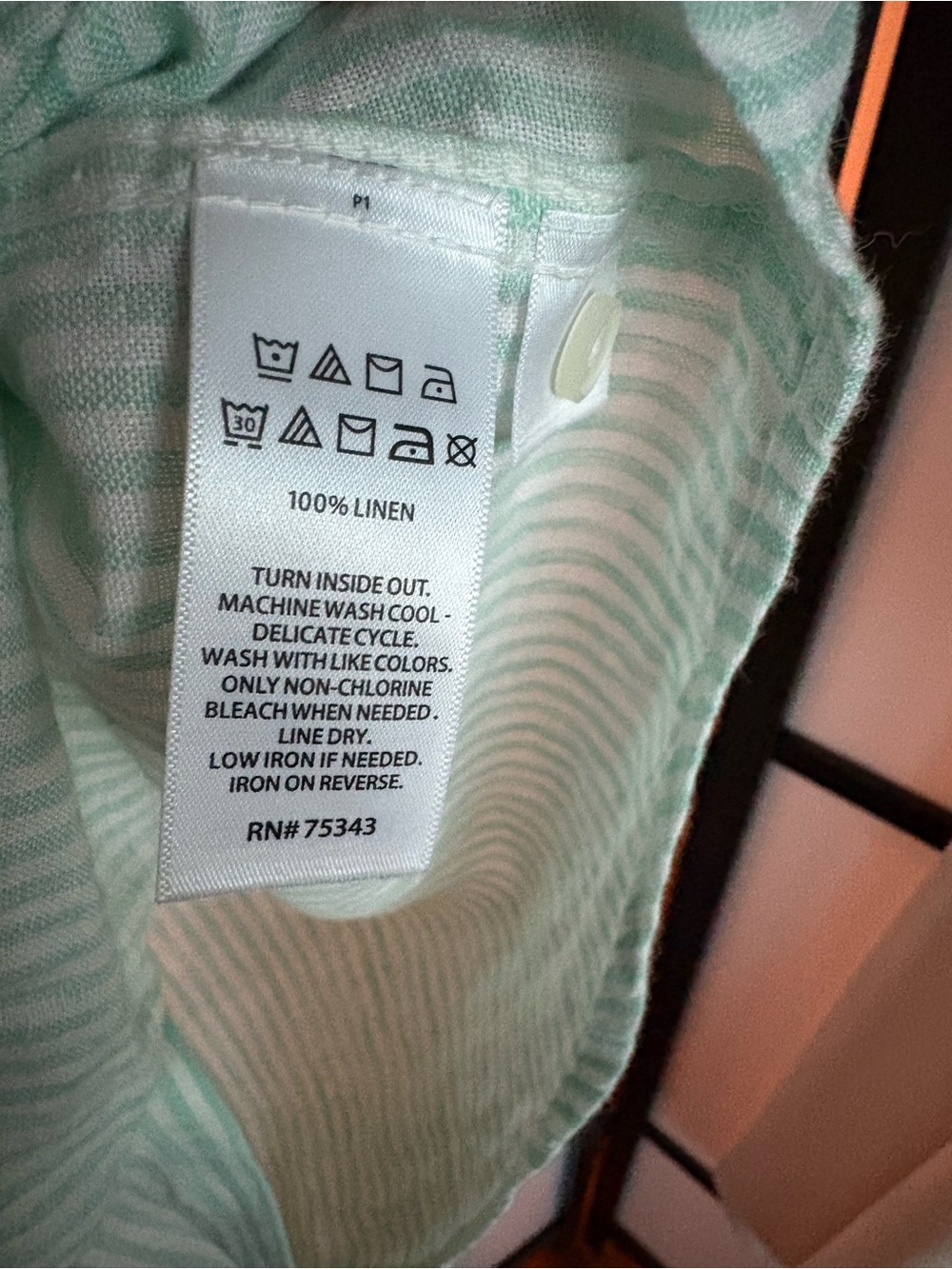 Panama Jack 100% Linen Mint Green Stripe Button Front Shirt NWT Men’s Large - Picture 4 of 8